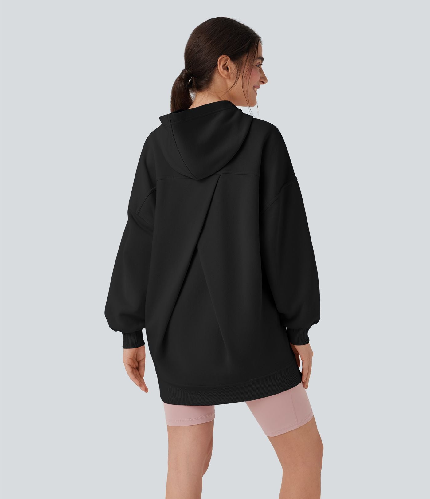 Sweat-shirt décontracté polaire oversize à capuche manches longues avec poches