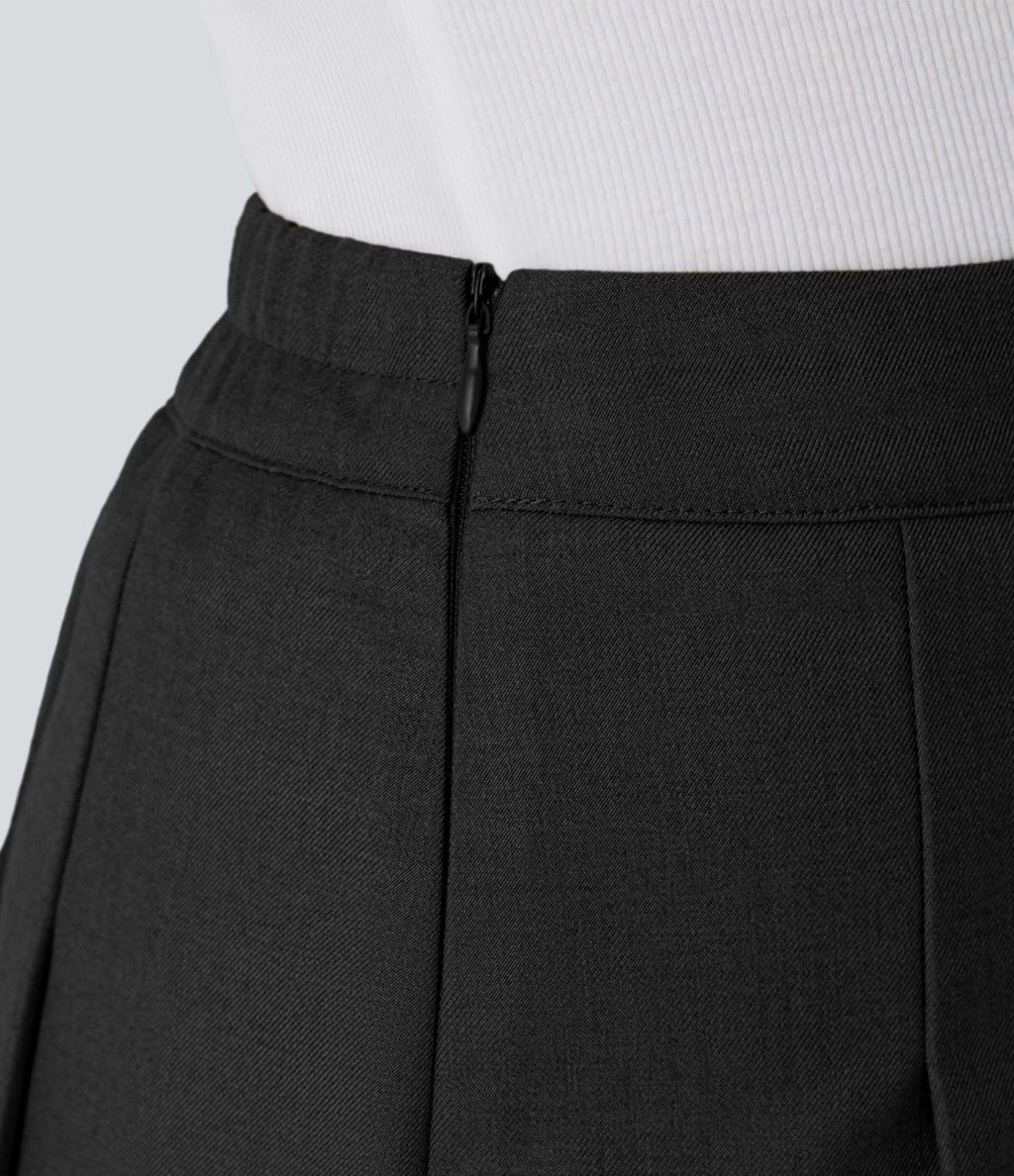 Mini-jupe plissée taille haute 2-en-1 avec fermeture éclair invisible
