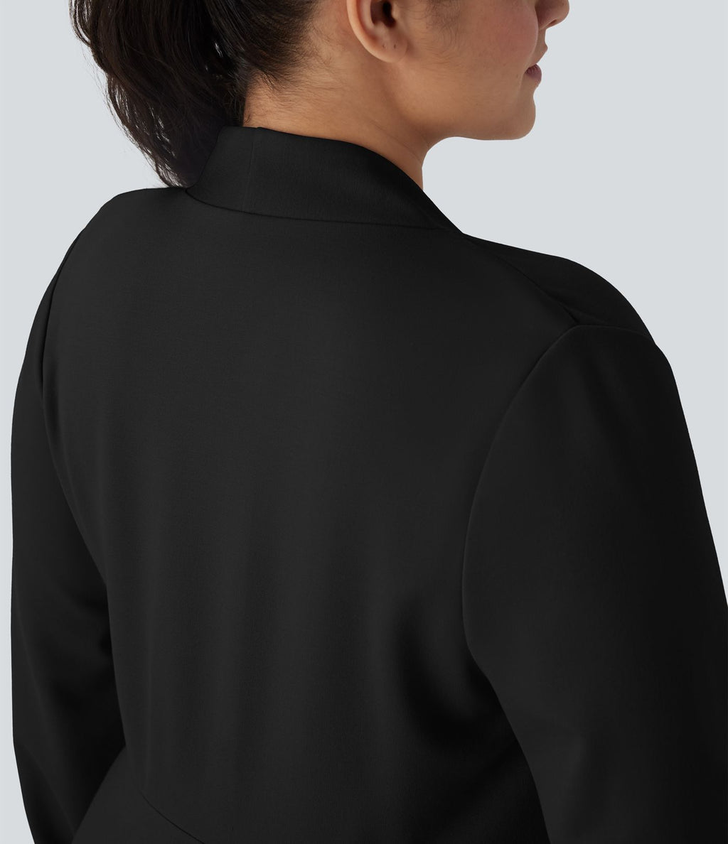 Veste de travail basque devant unique col V grande taille