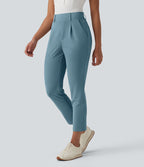 Pantalon de golf fuselé crêpe taille haute avec poches