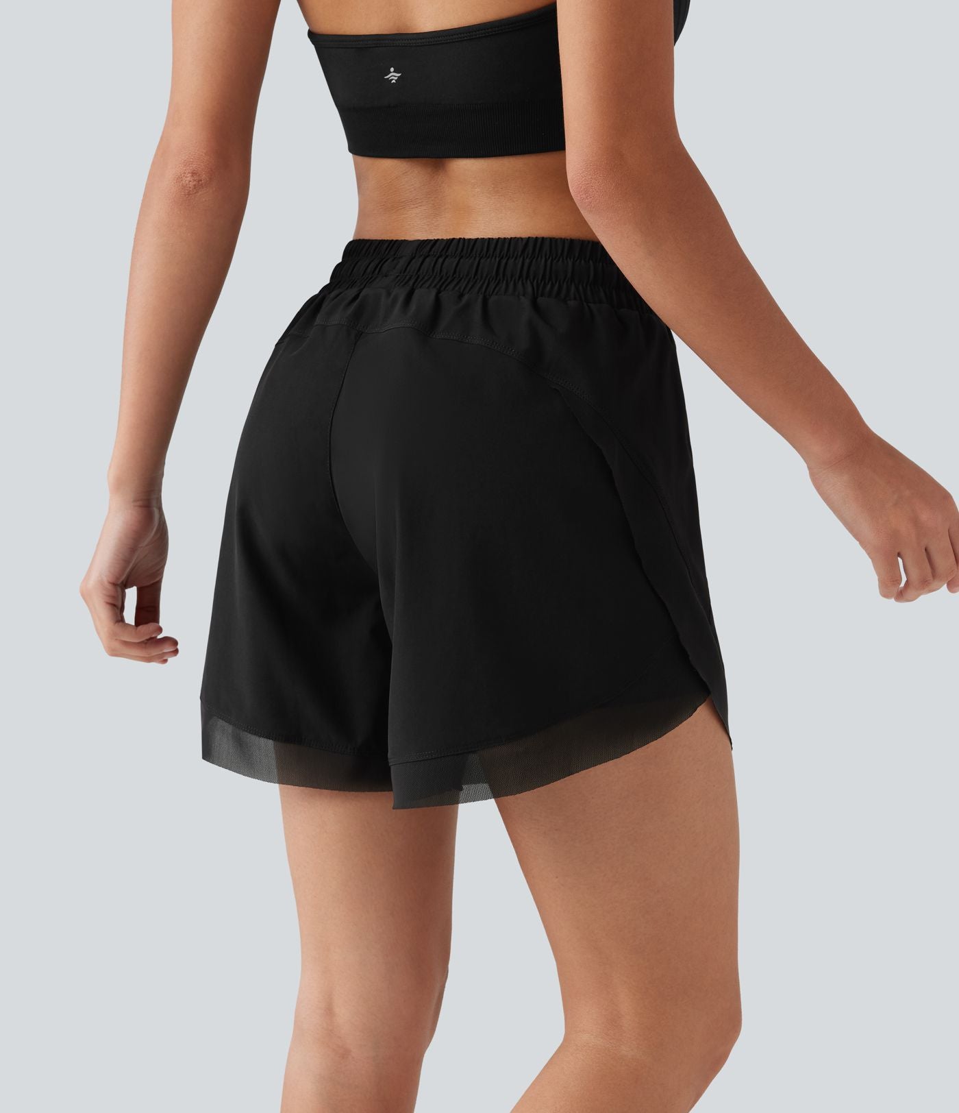 Short de running 2-en-1 taille mi-haute 12,5 cm avec cordon, ourlet incurvé, mesh contrasté et poches