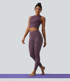 Legging de sport SoftlyZero™ taille haute avec empiècements en dentelle contrastée et poches – UPF 50+