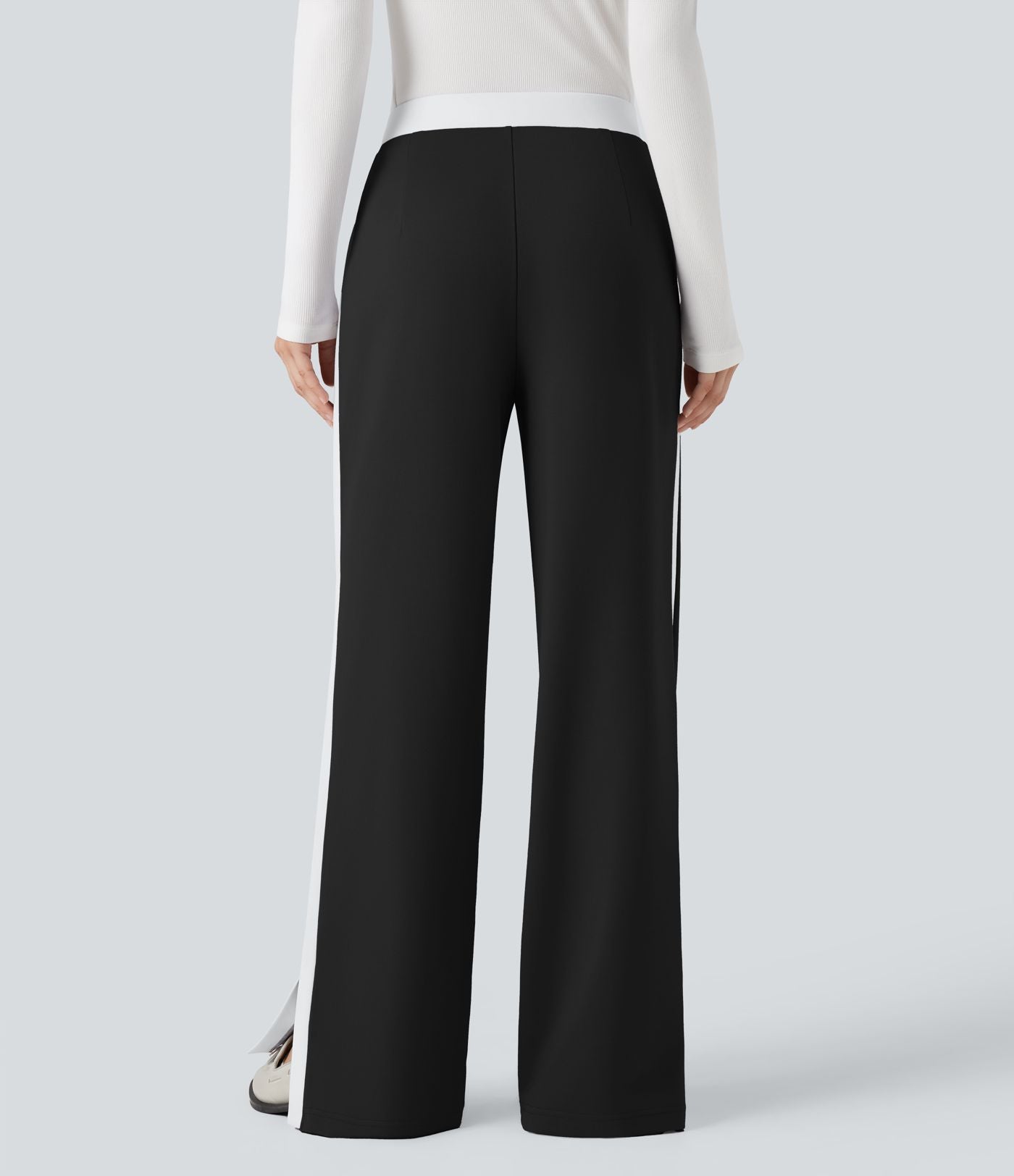 Pantalon de travail coupe droite taille moyenne color block avec fente avec poches