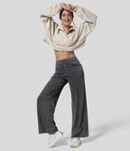 Halara Flex™ Jean Large Travail à Taille Haute Poches Multiples et Tricot Extensible