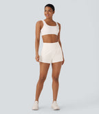 Short 7,5cm Yoga 2 en 1 Super Taille Haute Poches Arrière Poches Cachées Latérales