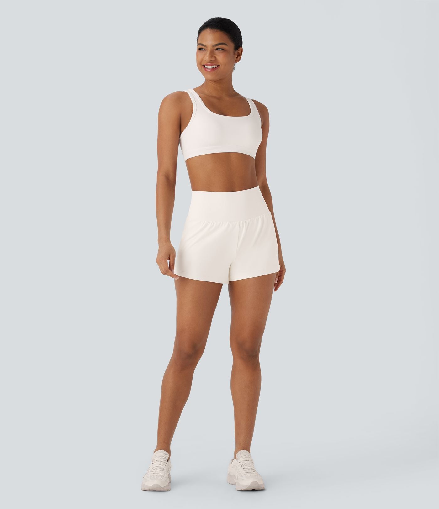 Short 7,5cm Yoga 2 en 1 Super Taille Haute Poches Arrière Poches Cachées Latérales