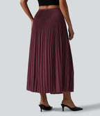 Jupe midi casual plissée taille haute