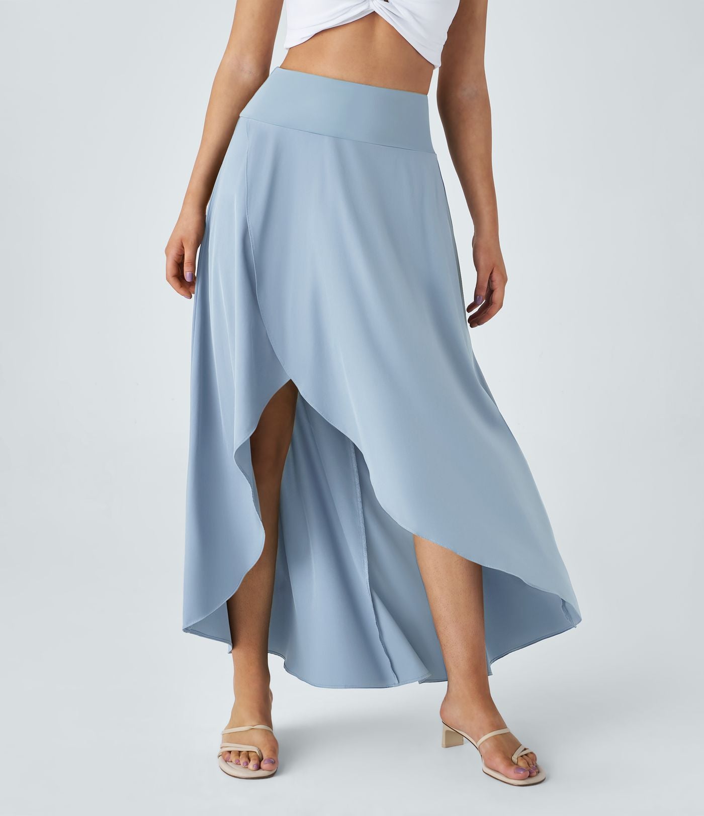 Jupe Longue Casual Breezeful™ Taille Haute à Volants 2en1 Fluide Sèchement Rapide Quotidien Maxi