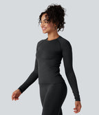 Haut de sport yoga col rond manches raglan longues sans couture OneForm Seamless Flow