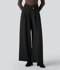 Pantalon tailleur SpacerTek™ taille super haute, jambe large croisée