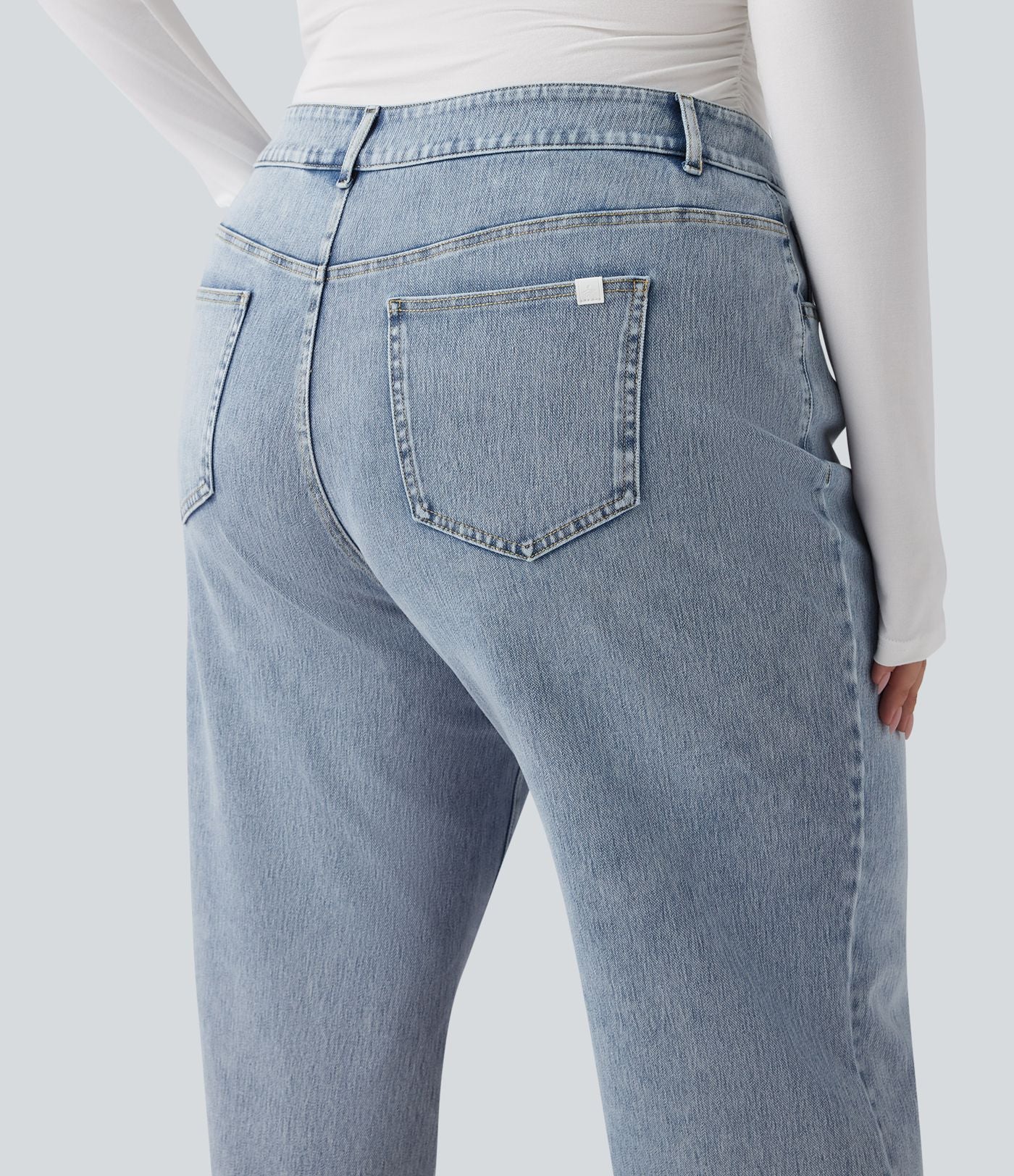 Halara Flex™ Jean casual grande taille jambe droite taille haute avec poches
