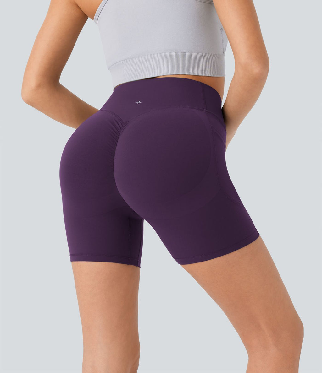 Short cycliste 12,5 cm d'entraînement gainant galbant taille haute avec effet scrunch et poches Halara UltraSculpt™