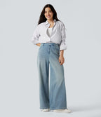 Chemise rayée col chemise ourlet arrondi manches longues coupe décontractée