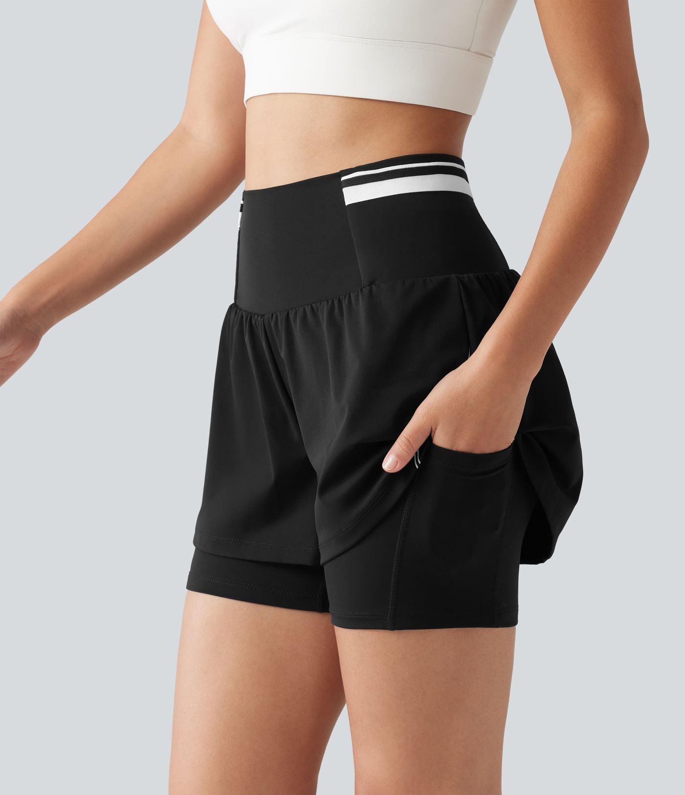 Short d’entraînement 2-en-1 SoftlyZero™ Airy réfléchissant taille très haute gainant effet frais 12,5 cm avec poches