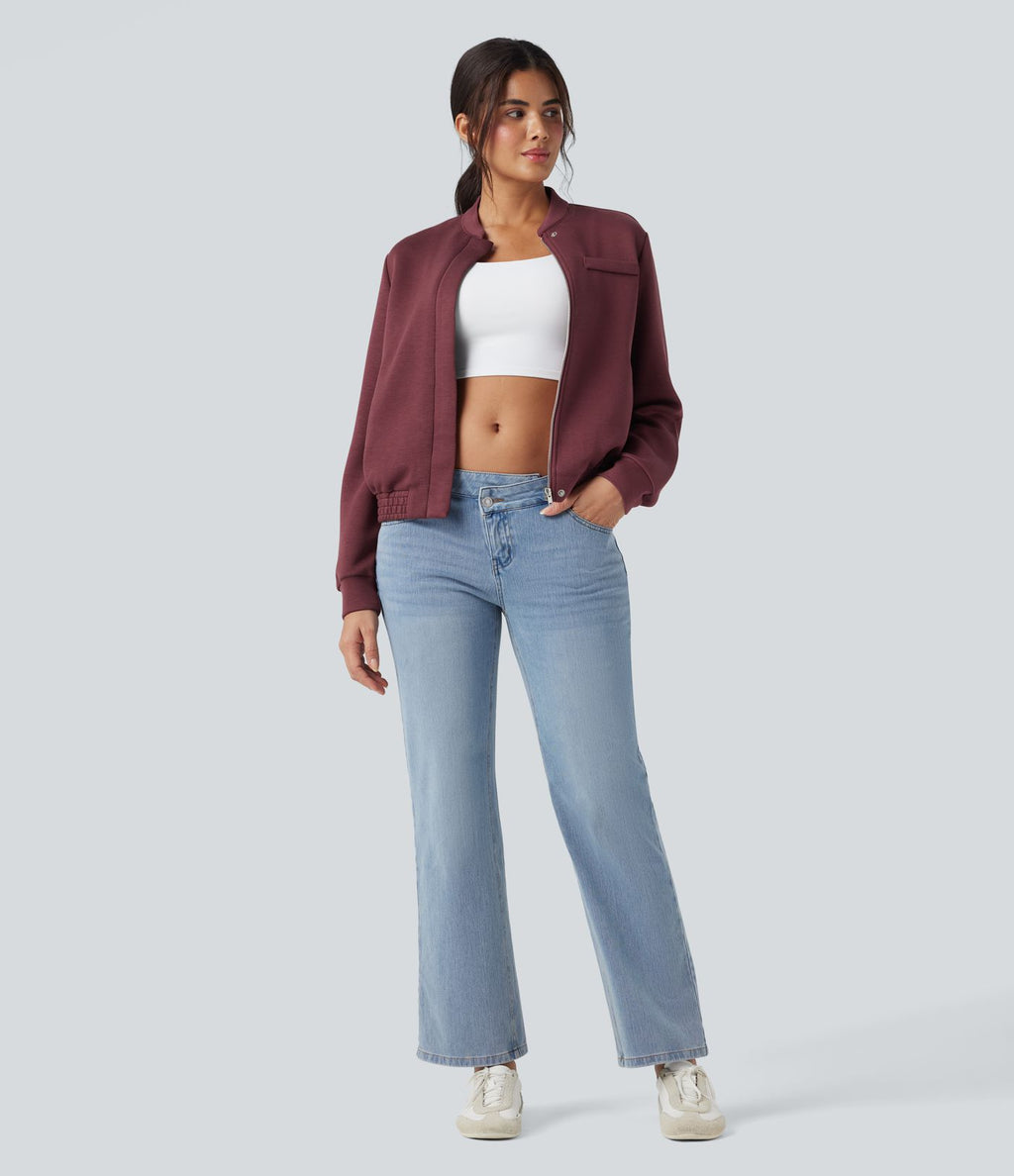 Veste bomber décontractée SpacerTek™ manches longues, col arrondi, avec poches