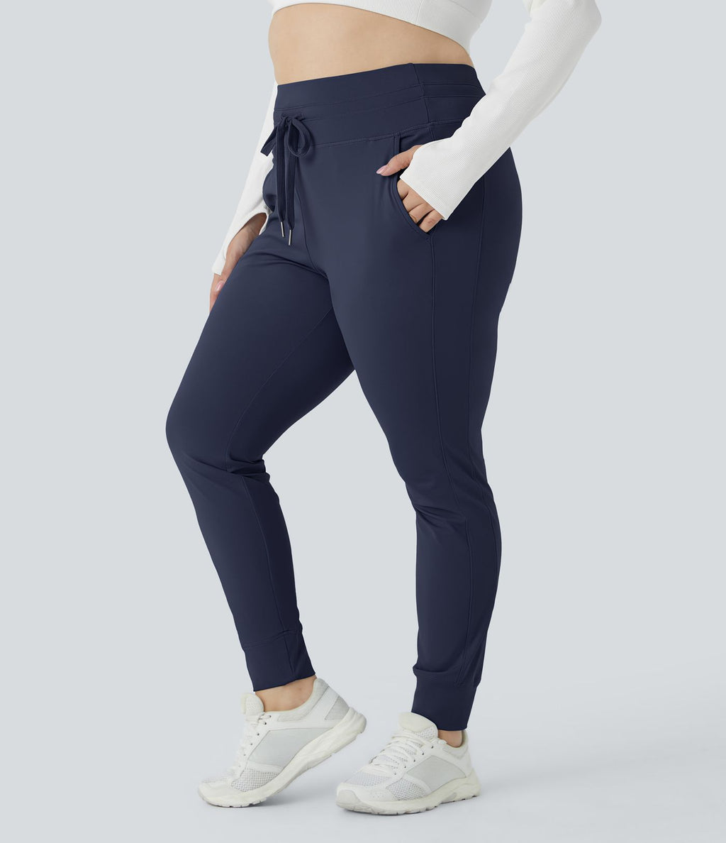 Jogging grande taille SoftlyZero™ Airy taille haute avec cordon de serrage poches latérales longueur complète effet frais InstantCool, protection solaire UPF50+