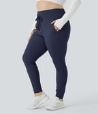 Jogging grande taille SoftlyZero™ Airy taille haute avec cordon de serrage poches latérales longueur complète effet frais InstantCool, protection solaire UPF50+