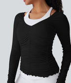 Haut de sport yoga froncé avec finitions ondulées sans couture OneForm Seamless Flow