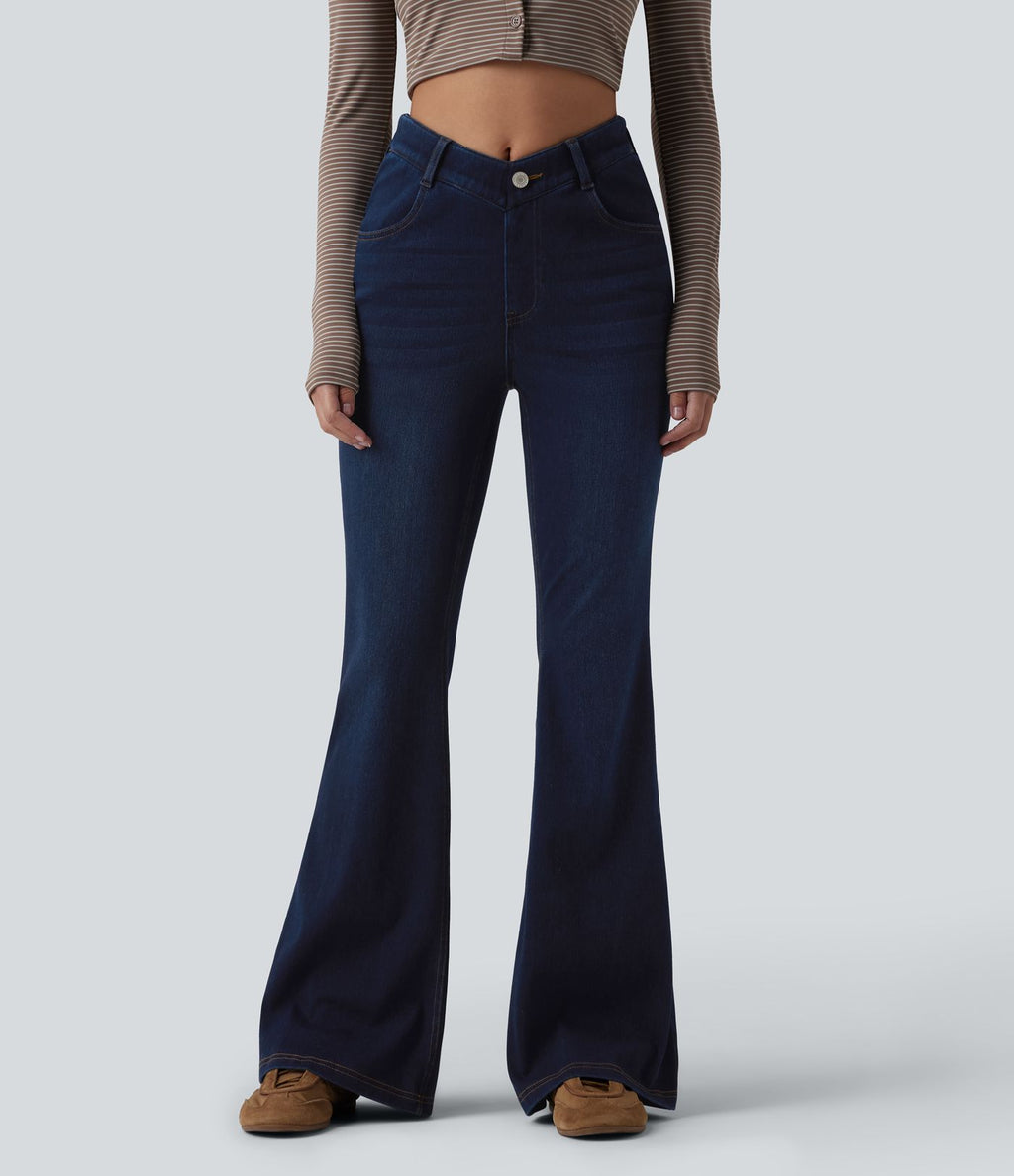 Jean Halara Flex™ taille haute en V évasé décontracté avec poches