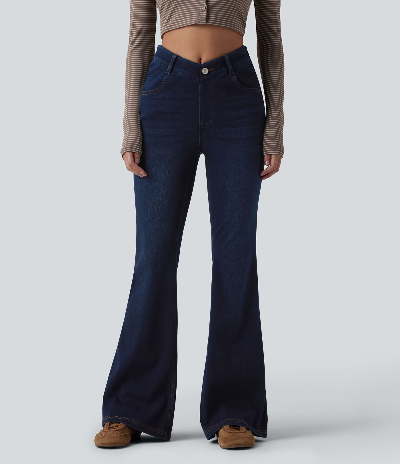 Jean Halara Flex™ taille haute en V évasé décontracté avec poches