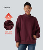 Sweat-shirt en coton polaire col montant coupe décontractée avec poches
