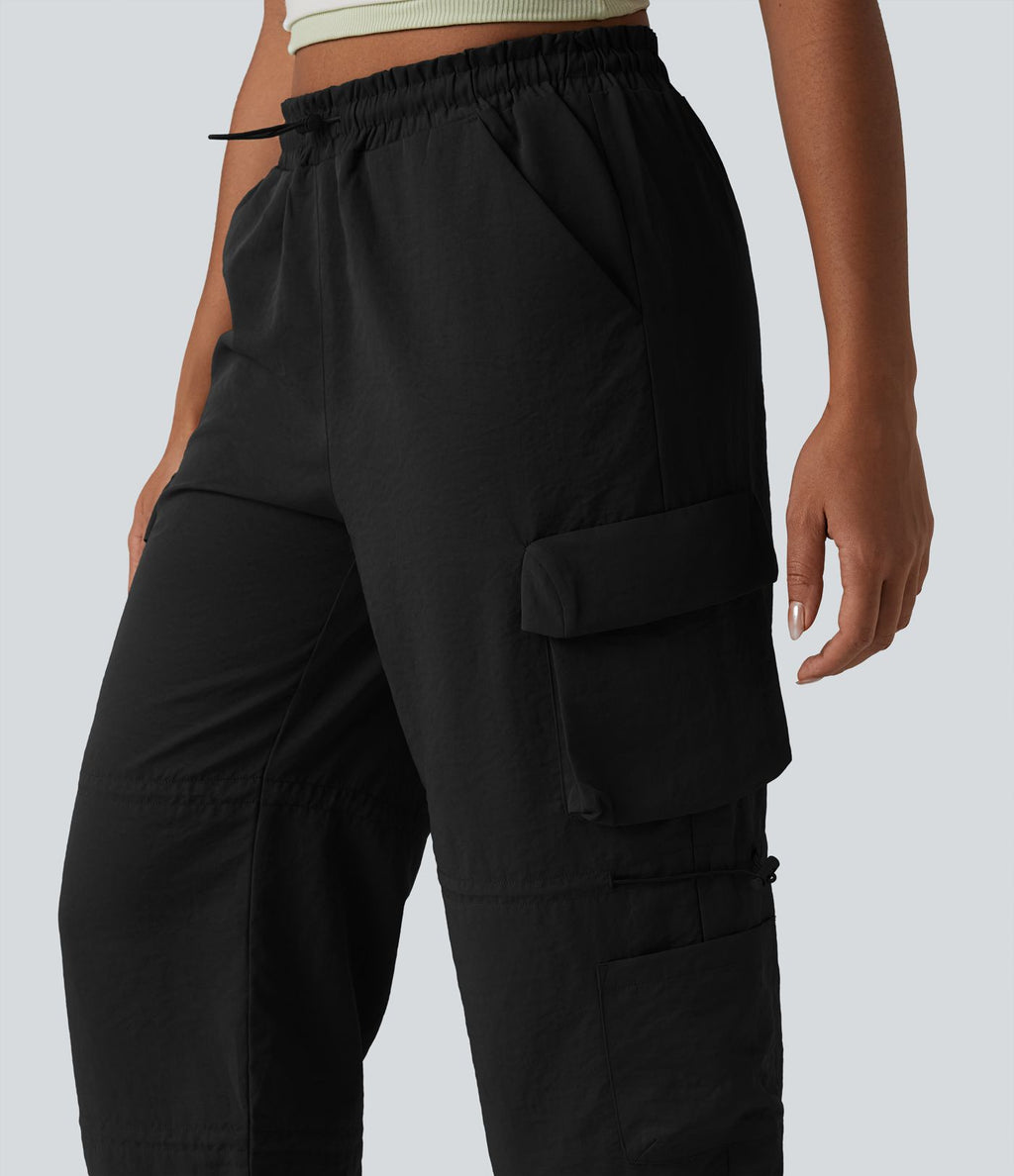 Jogging cargo taille mi-haute avec cordon de serrage réglable et poches