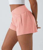 Breezeful™ Shorts 10cm Yoga Séchage Rapide 2 en 1 Taille Haute Poches Latérales Croisées