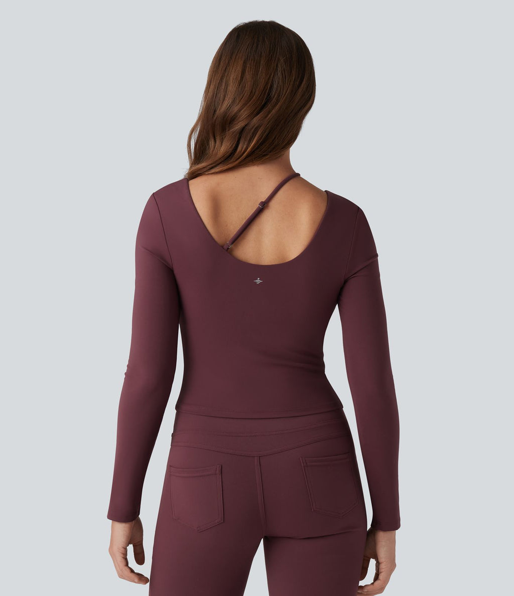 Haut de yoga SoftlyZero™ Plush push-up asymétrique à manches longues