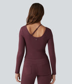 Haut de yoga SoftlyZero™ Plush push-up asymétrique à manches longues