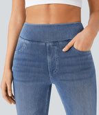Halara Flex™ Jean bootcut décontracté extensible délavé taille haute à poches multiples