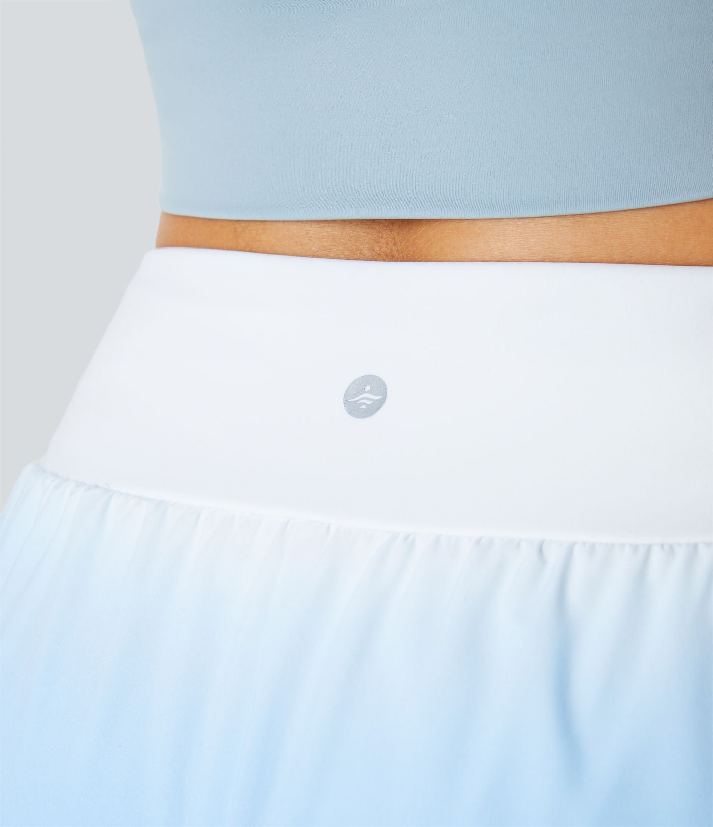 Short Yoga 2-en-1 à Taille Haute avec Poches Latérales et Ourlet Courbé Dégradé