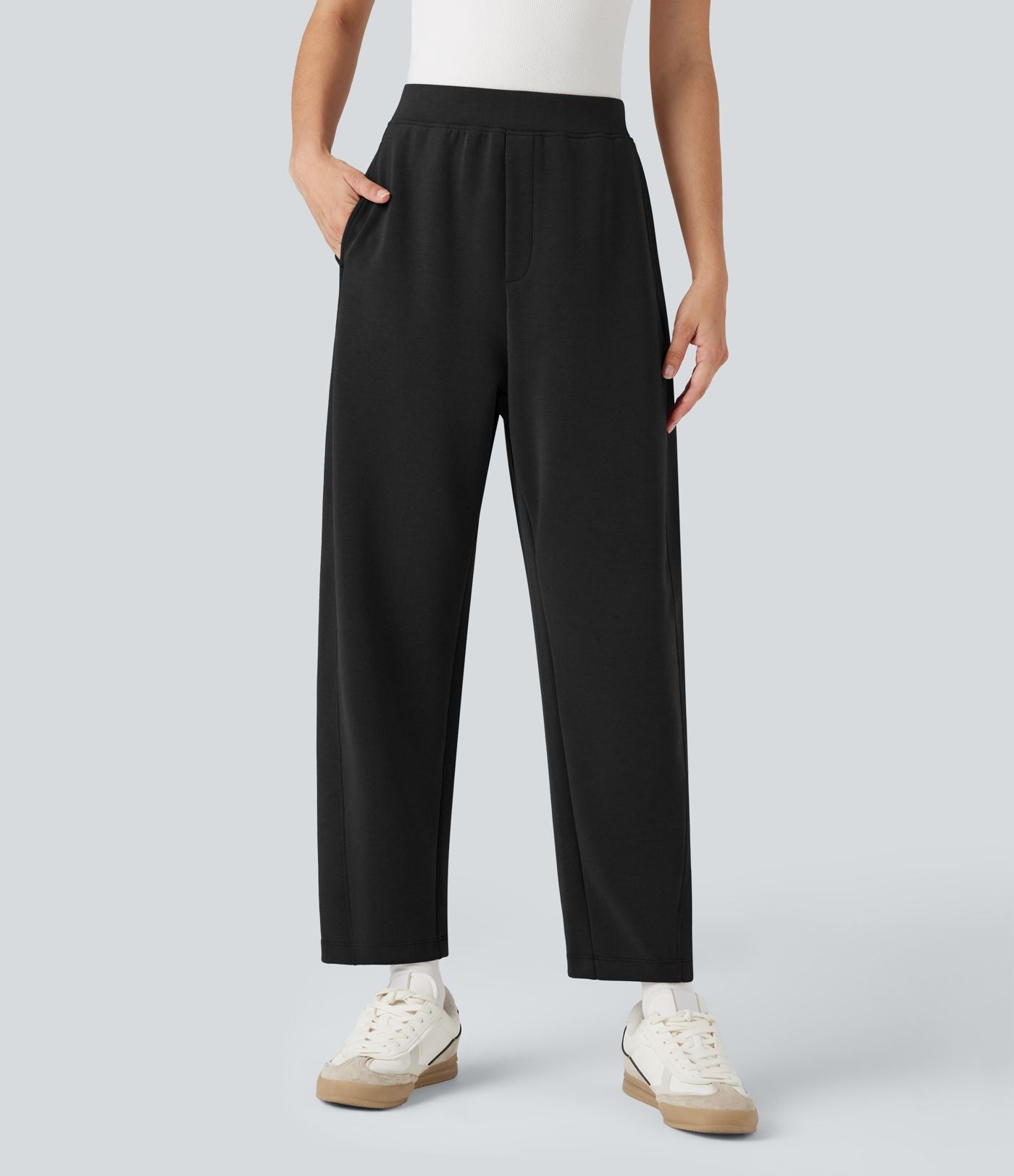 Pantalon décontracté SpacerTek™ taille haute, coupe relax large 7/8, avec poches