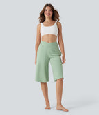 Pantacourt de yoga Cool Touch Softlyzero™ aérien à taille haute croisée, jambe large et poches