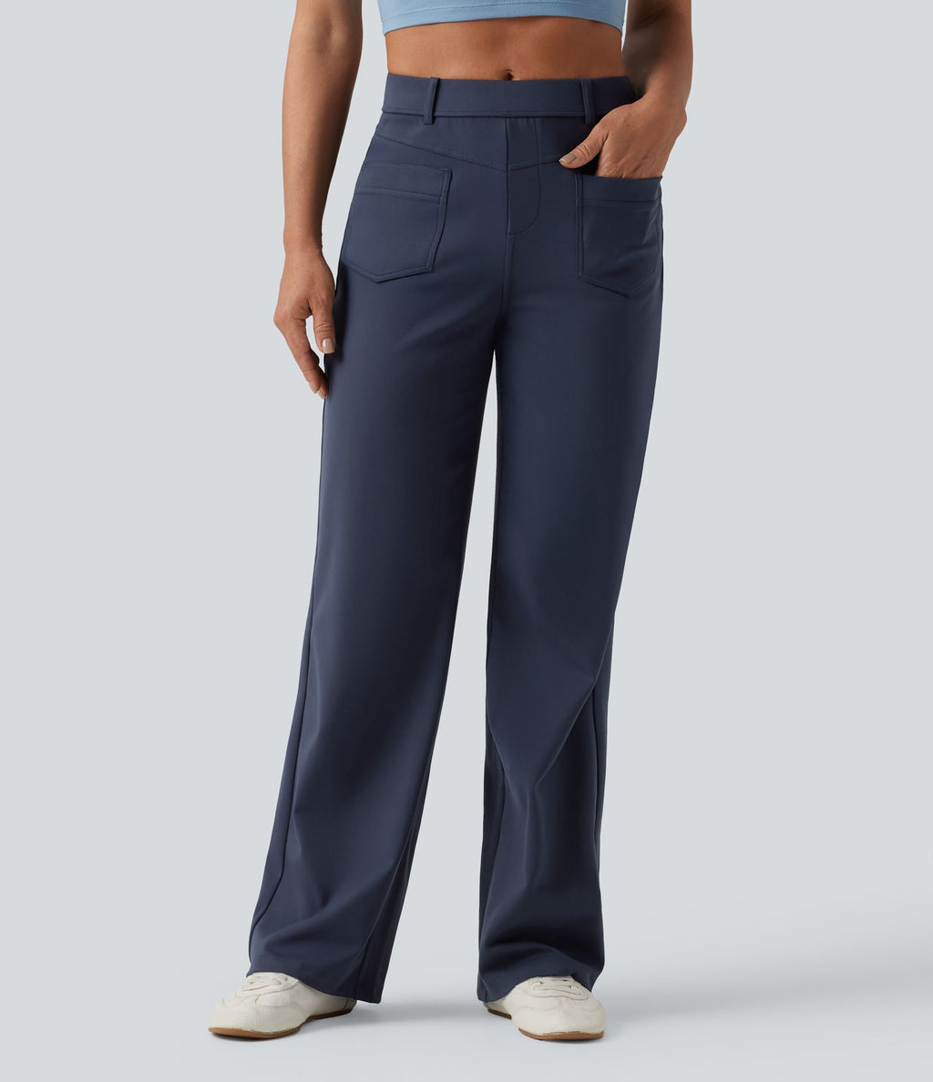 Pantalon décontracté DayStretch taille mi-haute coupe droite avec poches