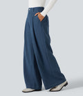 Pantalon baggy taille haute avec poches