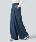 Pantalon baggy taille haute avec poches