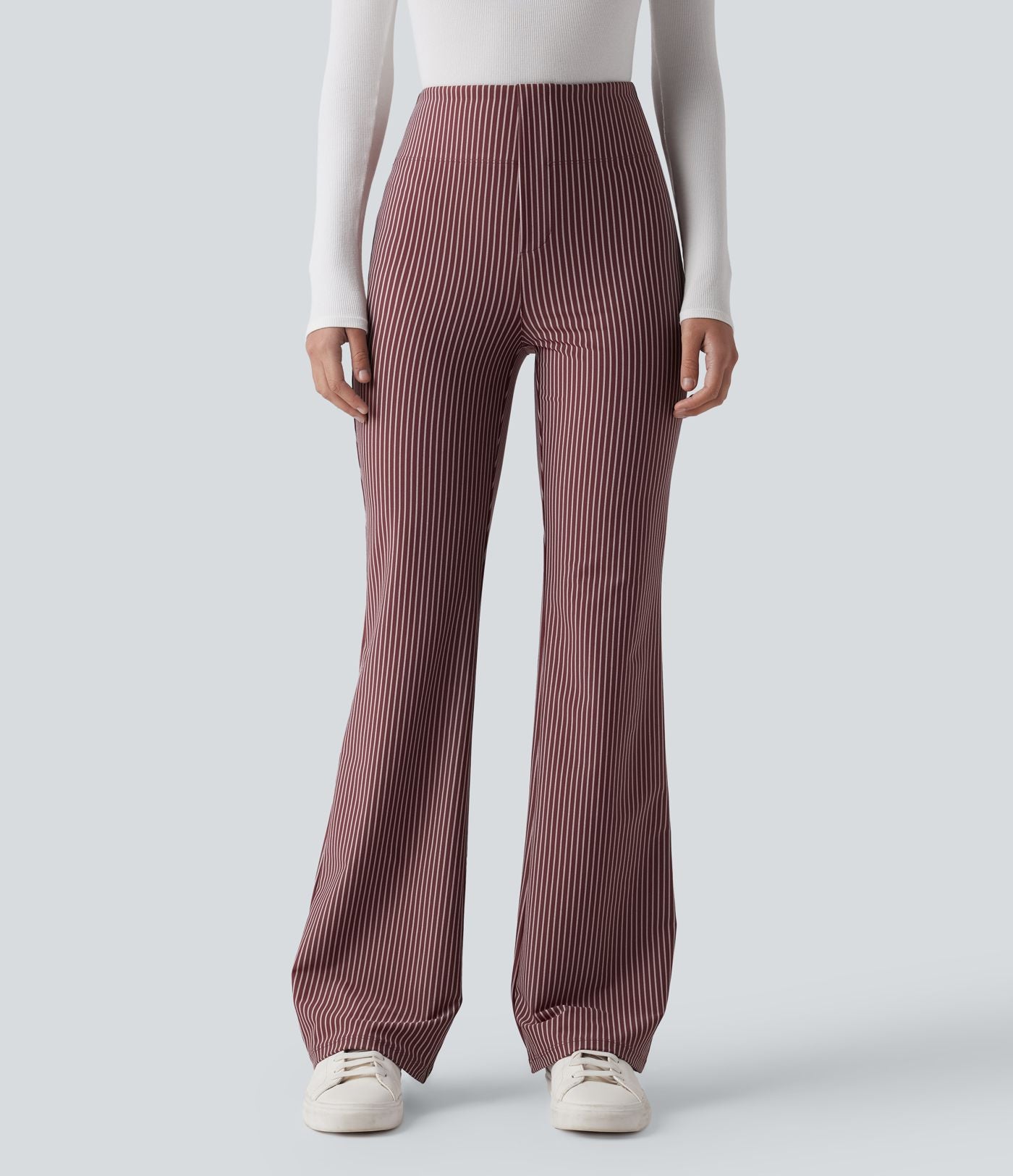 Pantalon de travail Halara Flex™ évasé à rayures, taille haute, avec poches