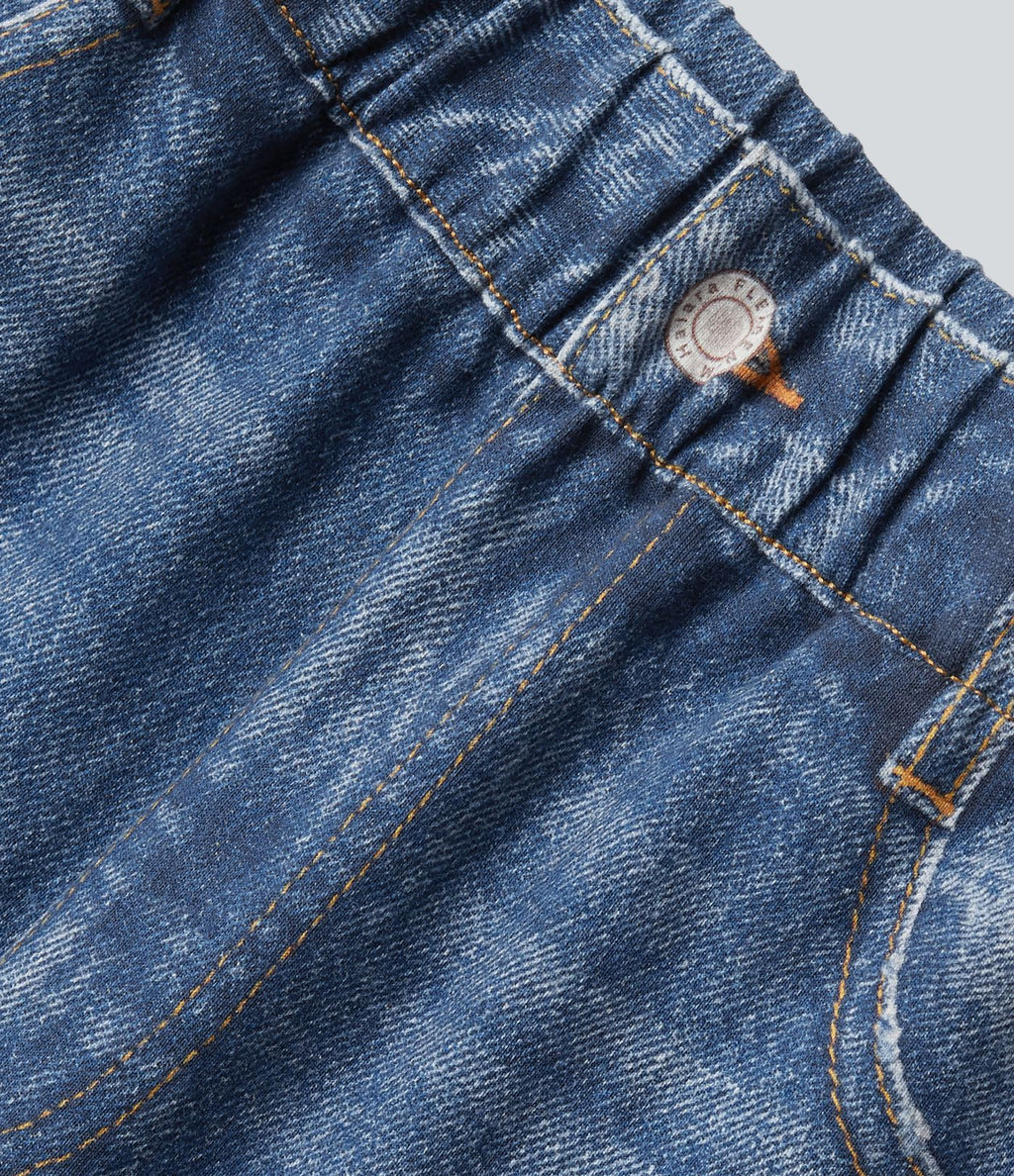 Pantalon de jogging taille haute en molleton French Terry imprimé jean avec poches