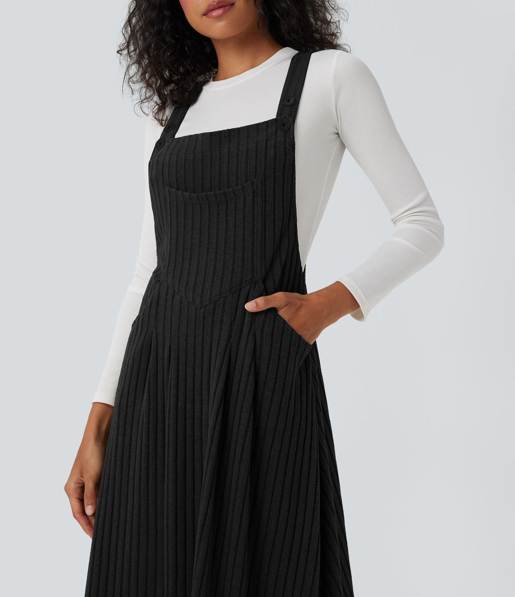 Robe de chasuble décontractée maille côtelée avec poches