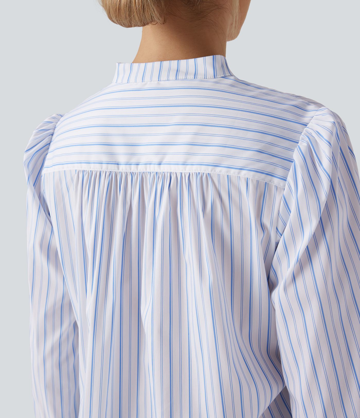 Blouse décontractée col V asymétrique imprimé rayé