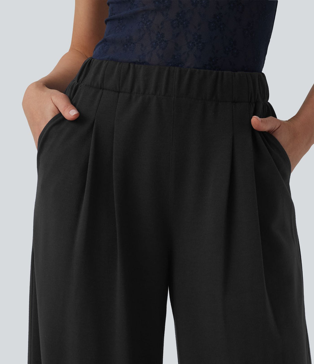 Jogging large décontracté taille mi-haute avec poches