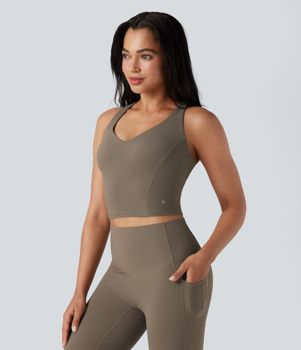 Débardeur yoga Halara UltraSculpt™ 2-en-1 push-up col V profond dos croisé