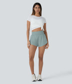 Softlyzero™ QuickDry Short de course à pied 2-en-1 taille haute à ourlet croisé avec pois réfléchissants et poches latérales