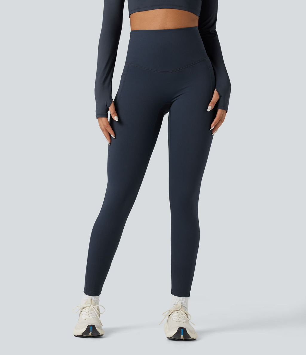 Legging running polaire thermique gainant croisé dos taille haute Halara UltraSculpt™ Heat avec poches