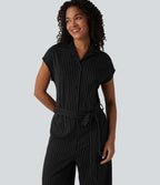 Combinaison chemise manches courtes bureau à effet frais avec ceintures et poches, accès facile Easy Peasy