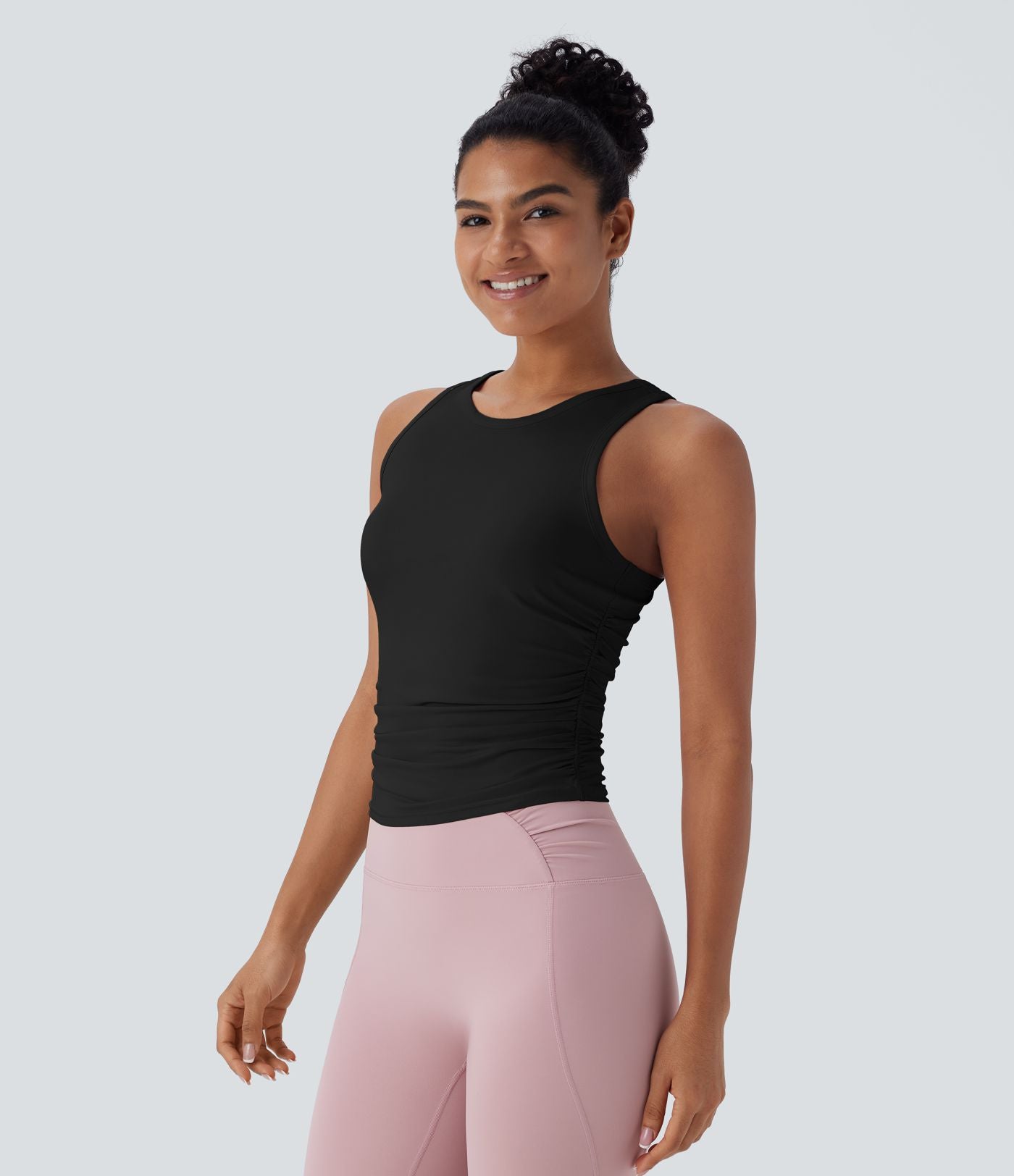 Débardeur de yoga dos nageur froncé col rond