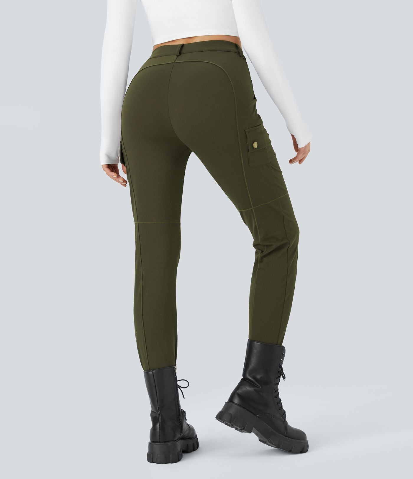 Pantalon cargo ajusté uni taille haute DayStretch avec poches zippées