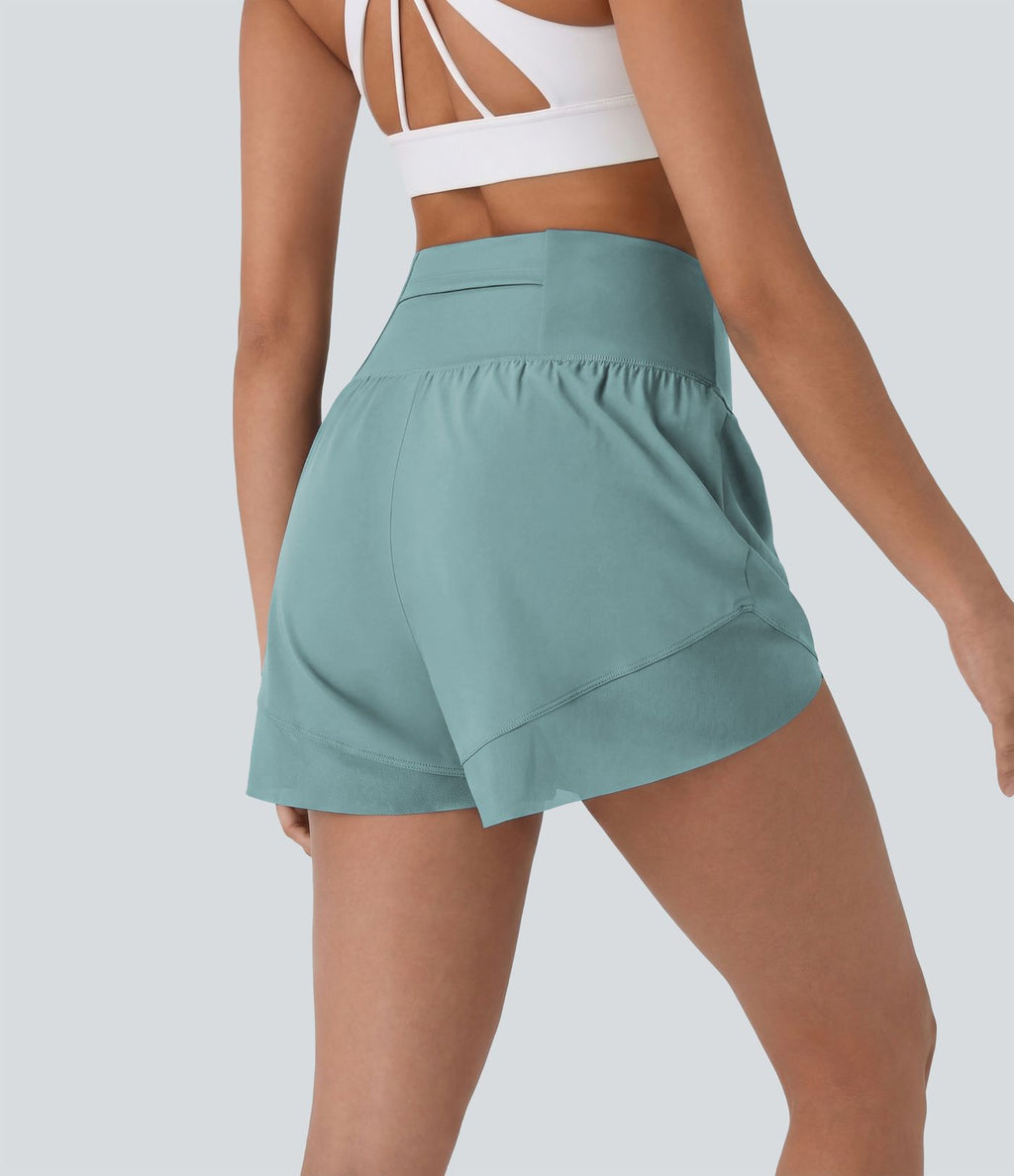 Breezeful™ Short yoga taille haute avec poche arrière ourlet croisé séchage rapide