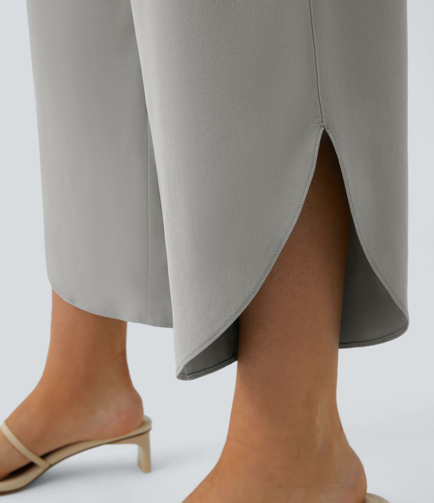 Breezeful™ Pantalon Fluide Vacances Séchage Rapide Taille Haute Croisée Poches Latérales Plissées Fente