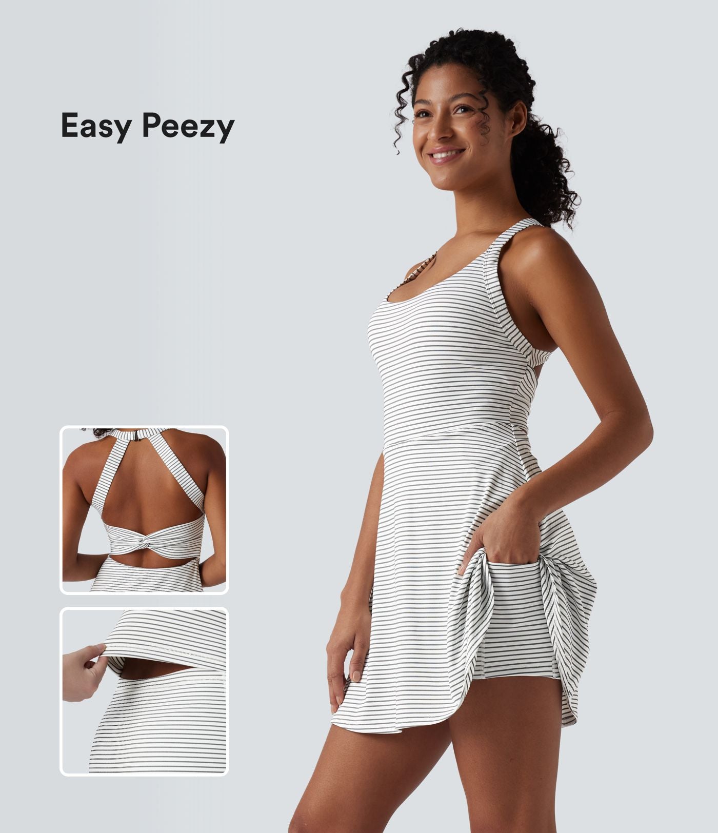Robe active mini de danse 2-en-1 à rayures - Édition Easy Peasy